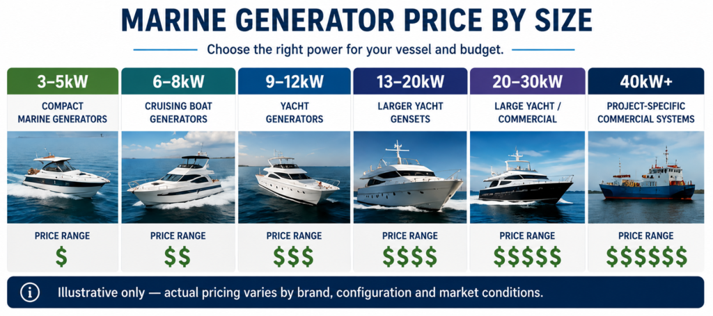 5kW 8kW 10kW 20kW marine generator price comparison