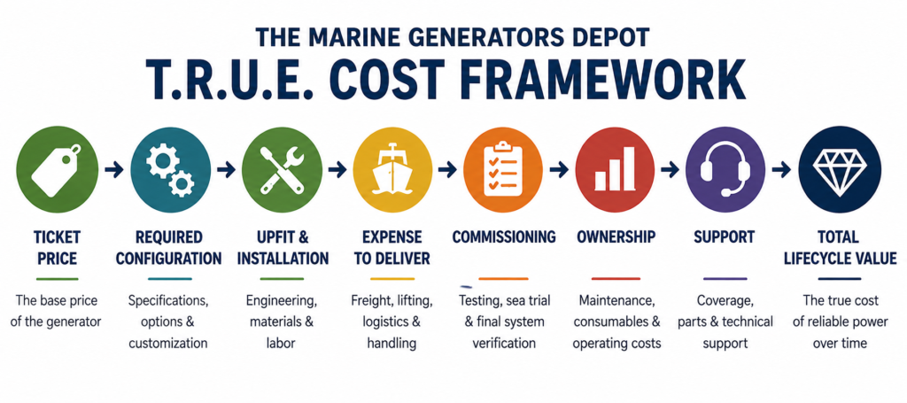 Marine Generators Depot TRUE COST marine generator pricing framework