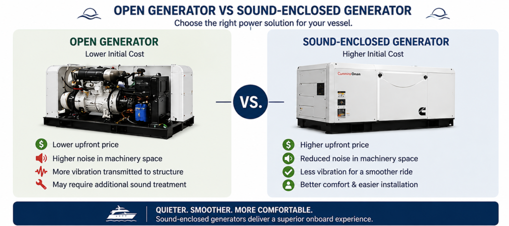 open versus sound enclosed marine generator cost comparison
